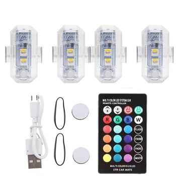 RGB LED Strobe Lights 7 Χρώματα Αυτοκινήτου Μοτοσικλέτας LED Θέση φλας Ασύρματο φως Προειδοποιητικά φώτα αεροπλάνου ελικοπτέρου