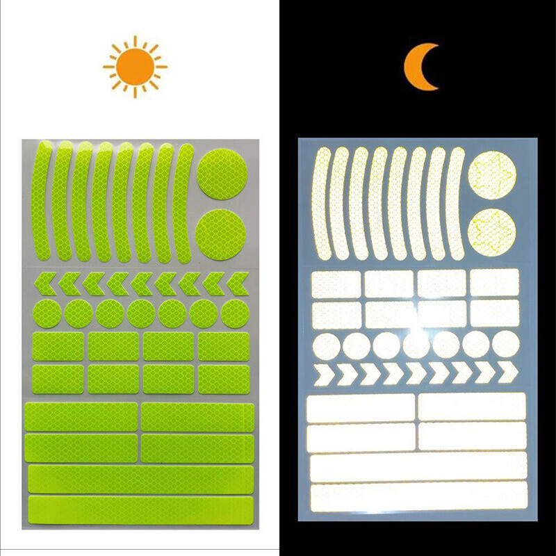 42Pcs Bicikl Auto Reflektirajuće naljepnice Geometrijski uzorak Trake upozorenja MTB Skuter Kaciga Reflektor Noćni Reflektirajući Logo Univerzalni