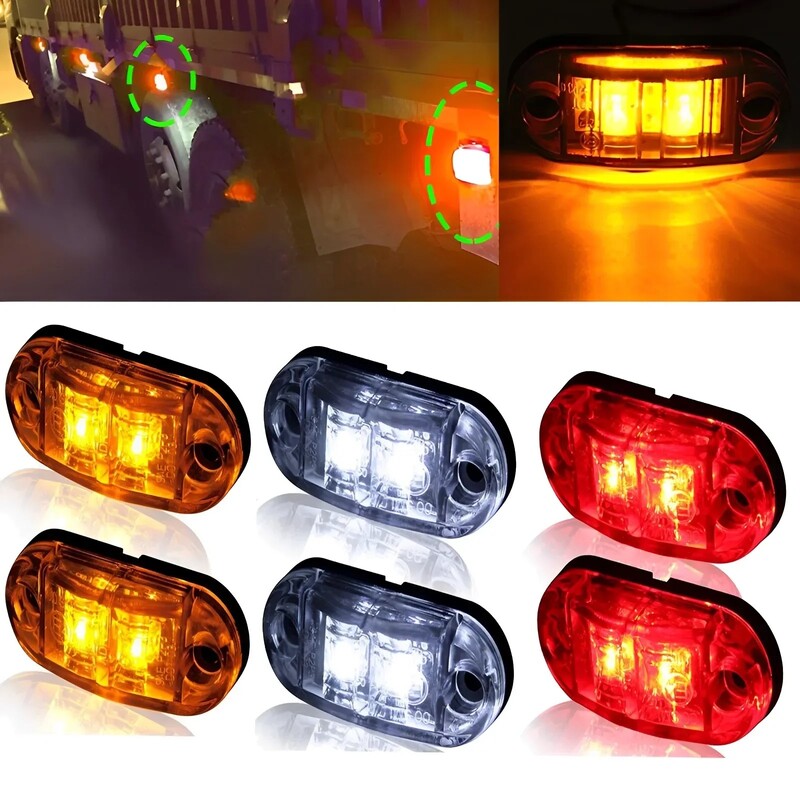 12/24V издръжливи светодиодни странични габаритни светлини за ремаркета, камиони, автомобили, водоустойчиви овални странични предупредителни светлини, червена, оранжева, светодиодна лампа