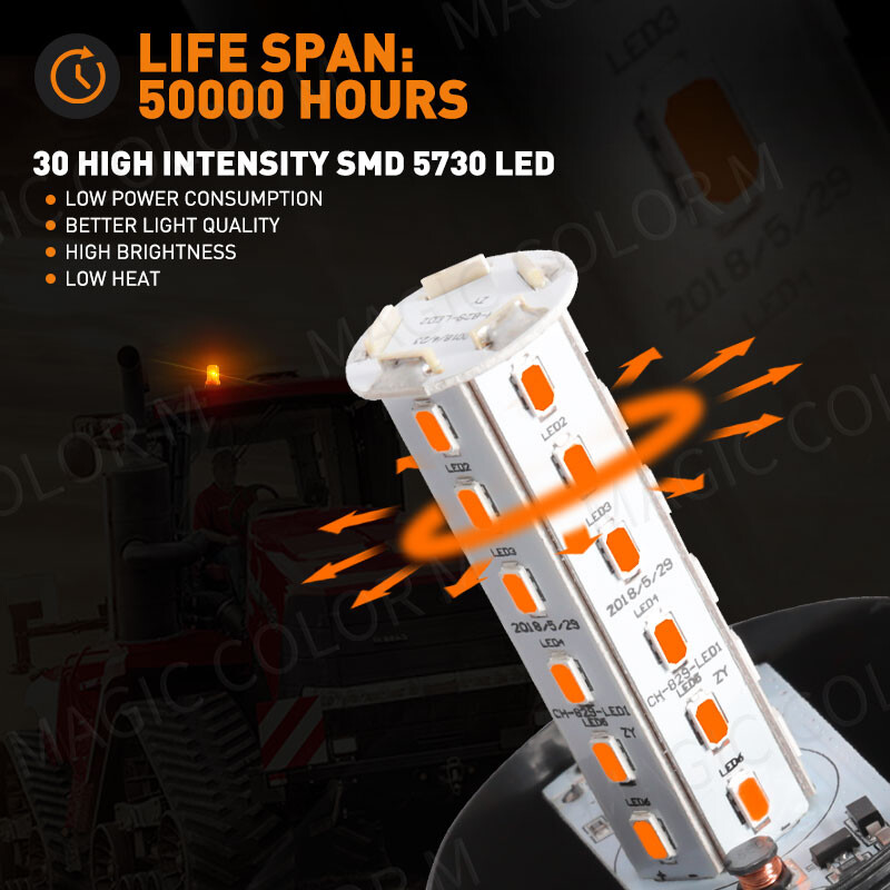 12-24V 48V 60V 80V 30 LED bljeskalica za hitno upozorenje velike snage Bljeskalica za viličar Školski autobus Jantarno plava crvena