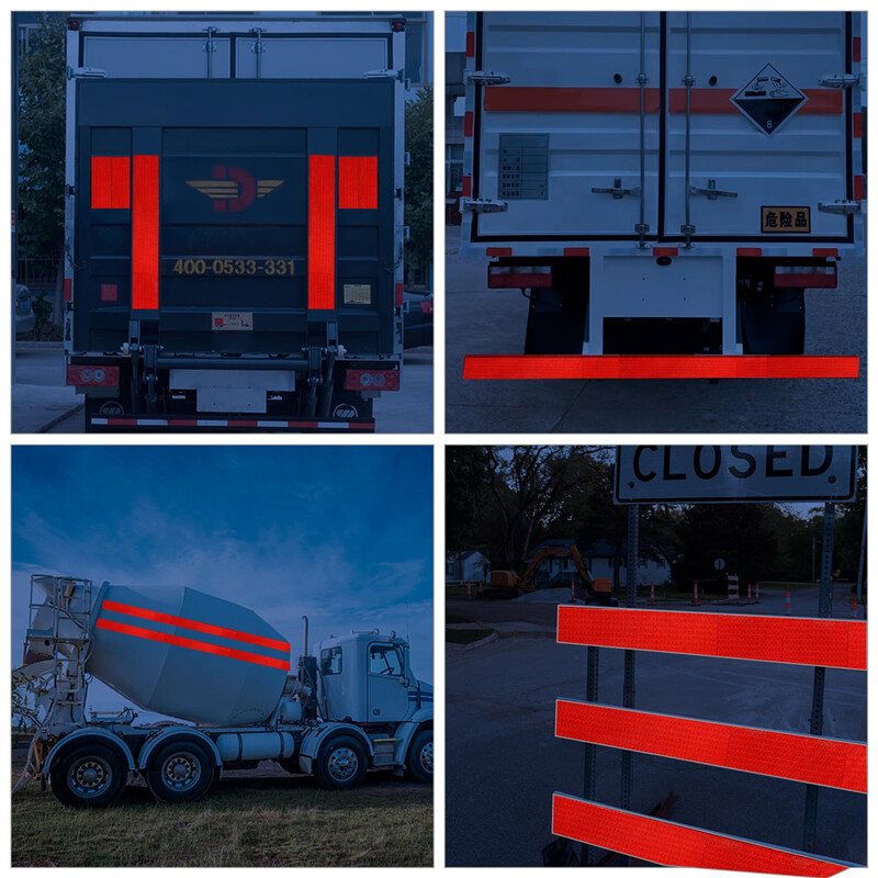 8 inča * 10 FT sjajne crvene reflektirajuće trake za vanjske prostore s visokom vidljivošću, sigurnosni vinilni reflektori, prikolica, vodootporna folija za kamione i automobile