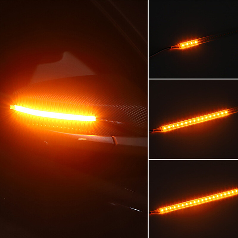 LED automobilio galinio vaizdo veidrodėlio įspėjamoji indikacinė lemputė DRL Streamer automatinė priekinių žibintų juosta posūkio signalas tekančios šviesos šaltinis dienos šviesa 12V