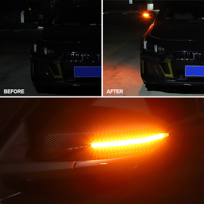 LED automobilio galinio vaizdo veidrodėlio įspėjamoji indikacinė lemputė DRL Streamer automatinė priekinių žibintų juosta posūkio signalas tekančios šviesos šaltinis dienos šviesa 12V
