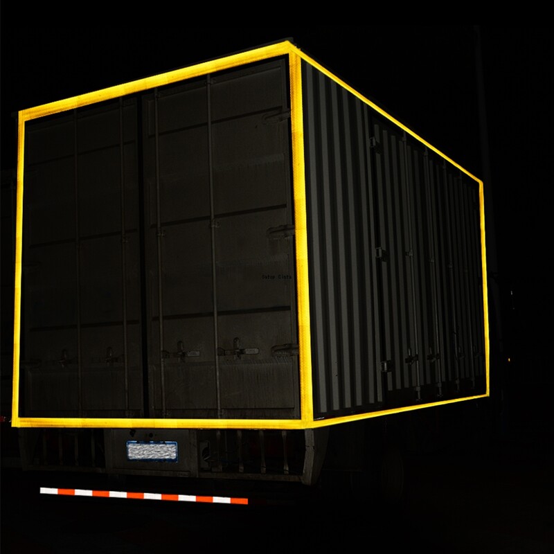 2 colių * 16 pėdų geltona atspindinti prizminė juosta Didelio matomumo lipni retro atšvaito lipdukas vandeniui atspari juostelė sunkvežimio priekabai