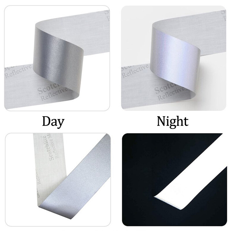 Plotis 5 cm Sidabrinis šviesą atspindintis audinys, įspėjimas apie saugą Eismą atspindinčios juostos siuvimas drabužių liemenių krepšiui