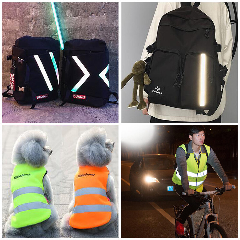 Plotis 5 cm Sidabrinis šviesą atspindintis audinys, įspėjimas apie saugą Eismą atspindinčios juostos siuvimas drabužių liemenių krepšiui