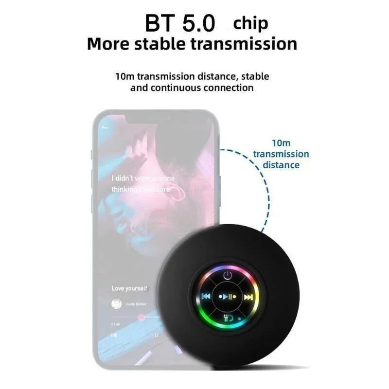 Prijenosni vodootporni svjetleći Bluetooth zvučnik s vakuumom