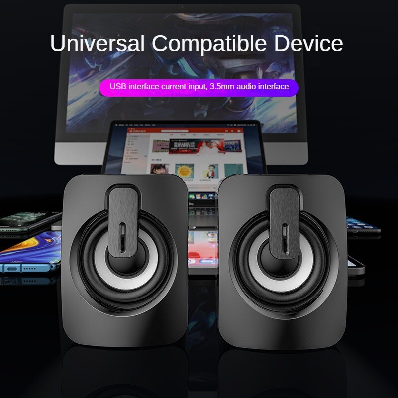 HIFI stereo mikrofono garso kompiuterio garsiakalbis USB laidinis Caixa De Som su LED lempute staliniams kompiuteriams