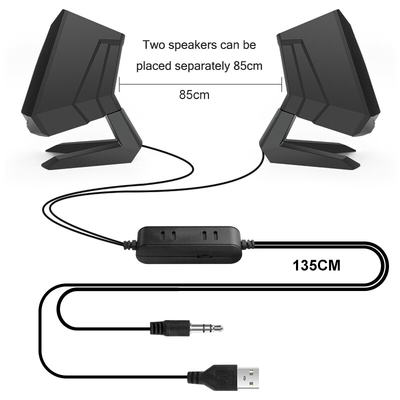 1 pereche Difuzoare computer cu fir USB AUX întărire bas Difuzor PC pentru laptop telefon desktop 6W 64mm claxon audio difuzor
