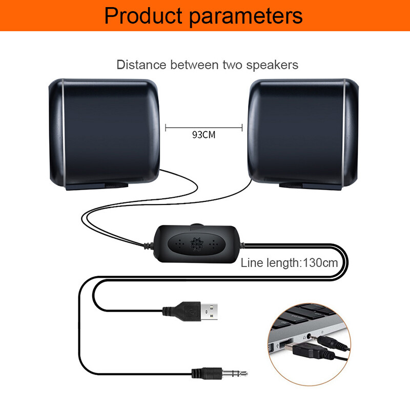 1 paar juhtmega arvutikõlareid USB AUX bassi tugevdusega minikõlar sülearvuti lauatelefonile 6 W audio multimeedia kõlar
