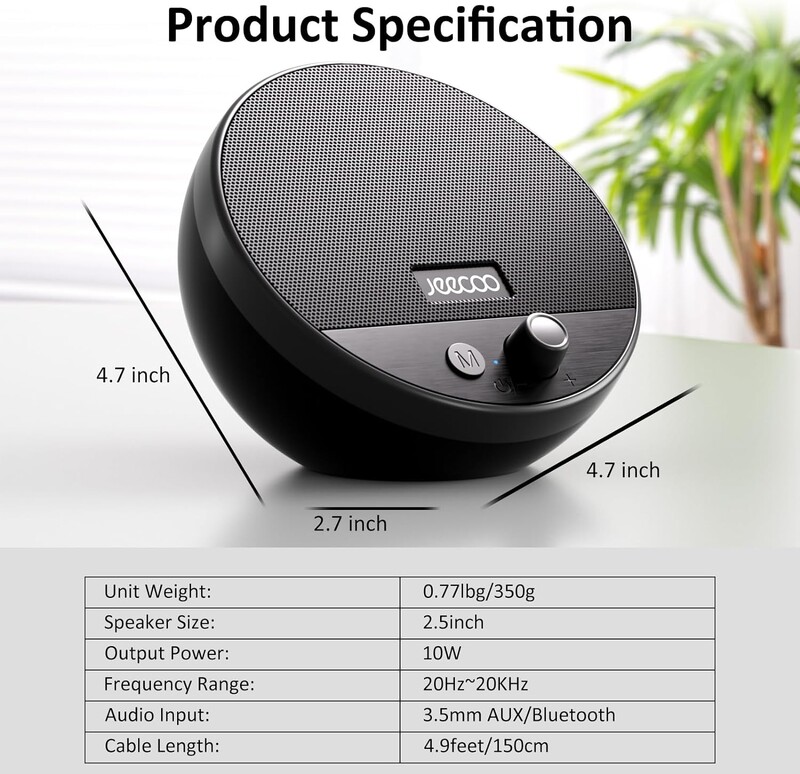 Jeecoo A10 USB Plug-N-Play zvučnici za prijenosna računala Bluetooth zvučnici za računala, zvučnik s gumbom za glasnoću sa stolnim i prijenosnim računalima