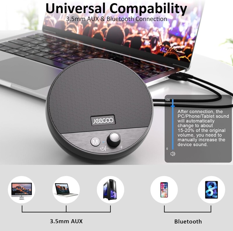 Jeecoo A10 USB Plug-N-Play zvučnici za prijenosna računala Bluetooth zvučnici za računala, zvučnik s gumbom za glasnoću sa stolnim i prijenosnim računalima