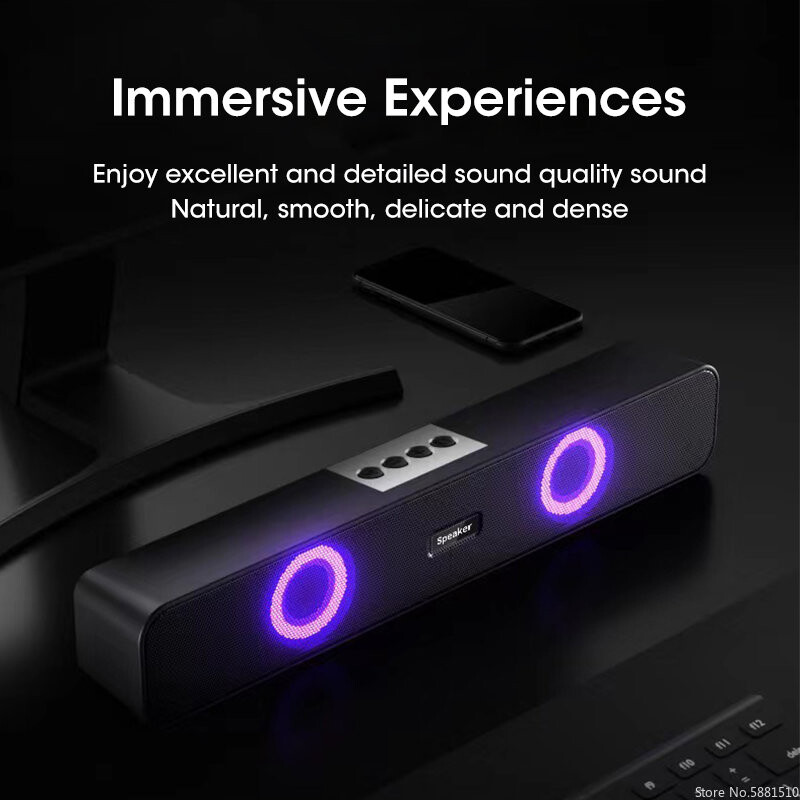 TV PC Bluetooth zvučnik 4D Stereo Bas Glazba Subwoofer Kućno kino Zvučna kutija Računalo Bežični Soundbar Telefon Gaming Akustika