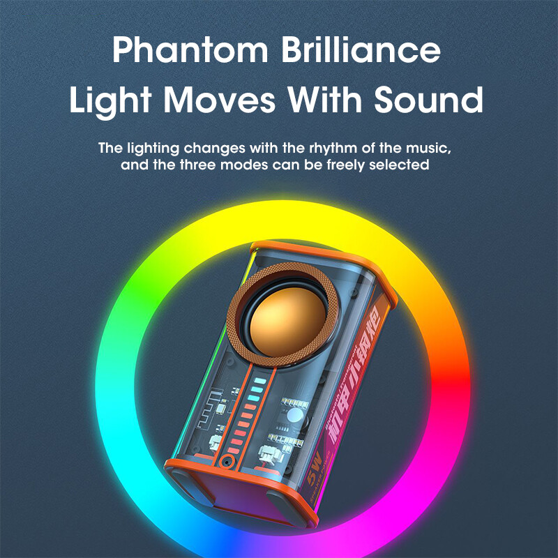 K07 läbipaistev küberpunk-mehaa juhtmeta Bluetooth-kõlar Heli kerge rütm Subwoofer TWS stereomuusikakeskus käed-vabad kõne