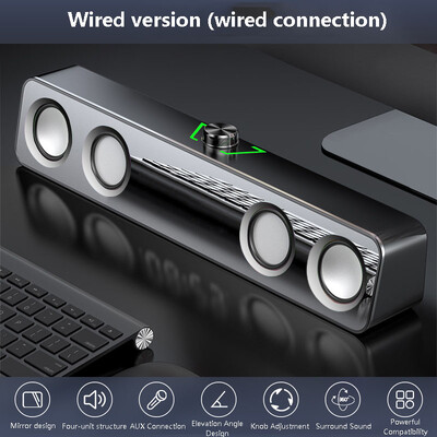 Multimedijski Bluetooth zvučnik Bluetooth 5.0 Struktura 4 zvučnika Stolno računalo Kompaktni Bluetooth zvučnik Sat Zaslon RGB svjetlosni efekt