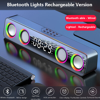 Multimedijski Bluetooth zvučnik Bluetooth 5.0 Struktura 4 zvučnika Stolno računalo Kompaktni Bluetooth zvučnik Sat Zaslon RGB svjetlosni efekt