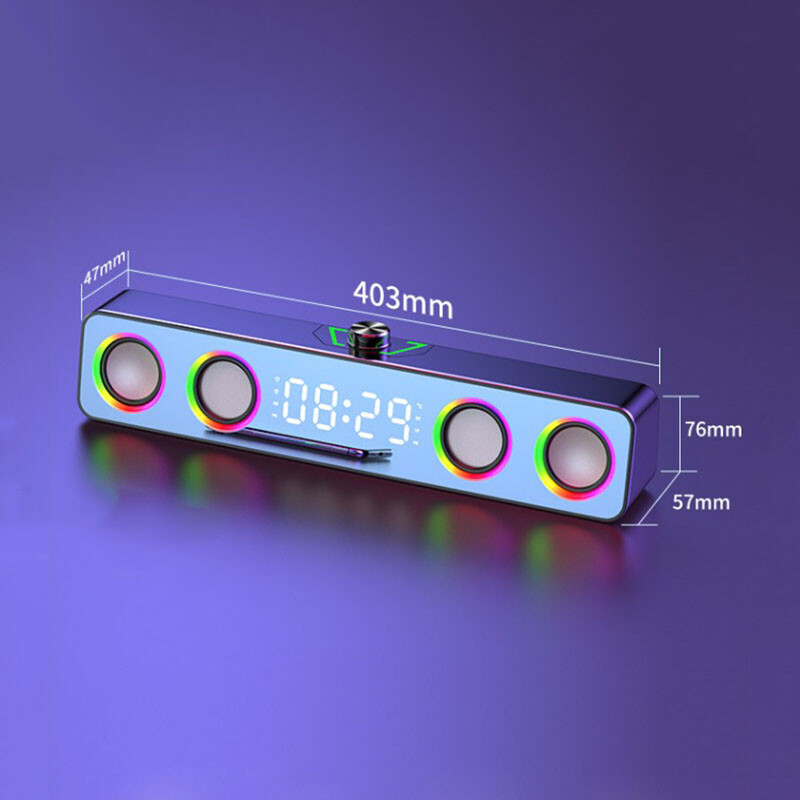 Multimedijski Bluetooth zvučnik Bluetooth 5.0 Struktura 4 zvučnika Stolno računalo Kompaktni Bluetooth zvučnik Sat Zaslon RGB svjetlosni efekt