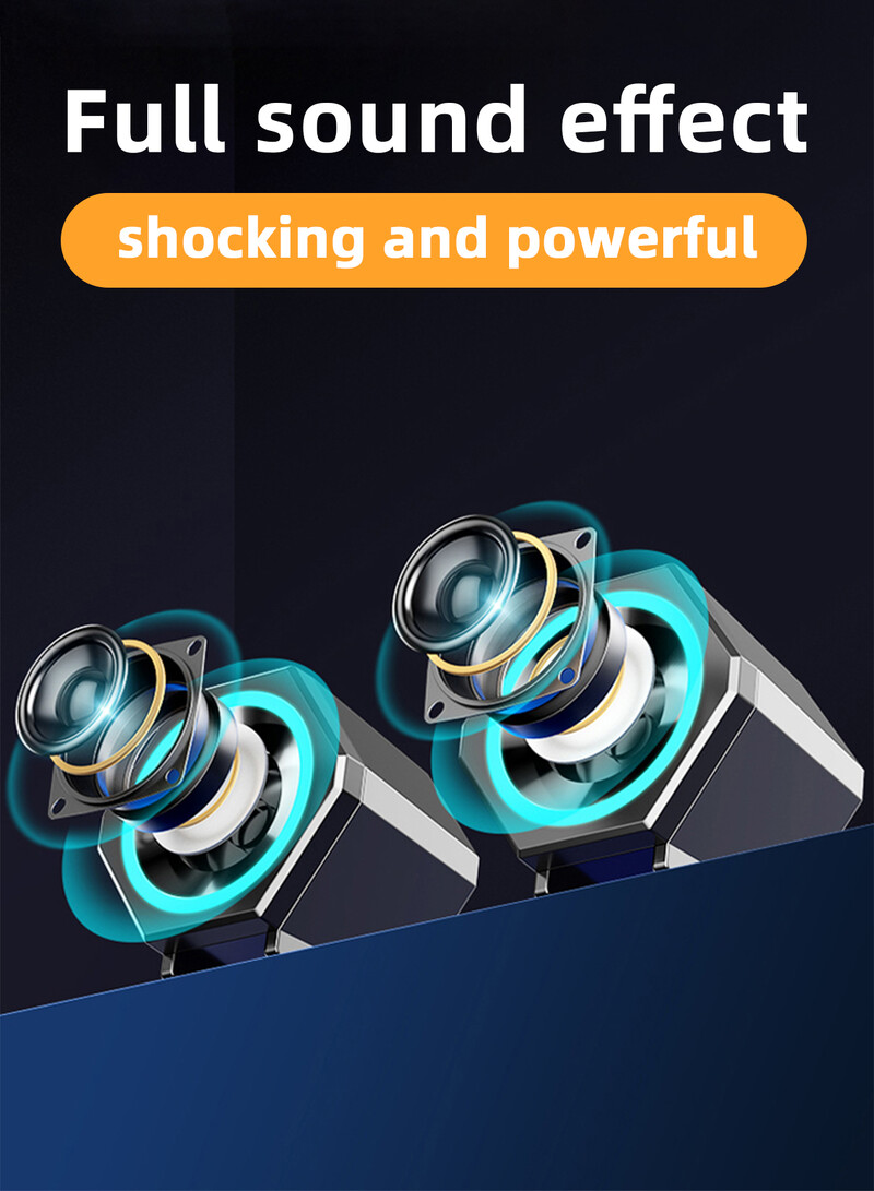 PC kõlarid, USB juhtmega bassikõlarid, arvuti arvuti kõlarid sülearvuti lauaarvuti väike helikõlar, USB toitega arvuti stereo