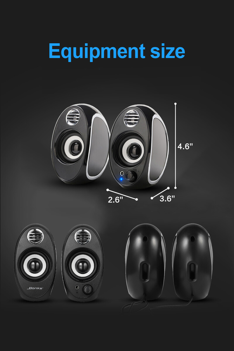 Računalni zvučnici za stolno računalo, PC zvučnik, monitorski zvučnici s USB napajanjem za računalo/TV/laptop/igre (10 W)