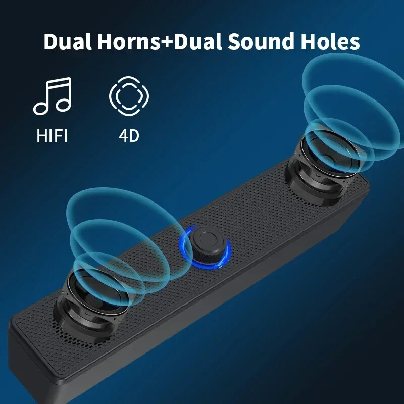 4D kompiuterio garsiakalbiai Bluetooth 5.0 laidinis garsiakalbis erdvinio garso juostos garsiakalbis stereo žemų dažnių garsiakalbis Garso juosta nešiojamam nešiojamam kompiuteriui