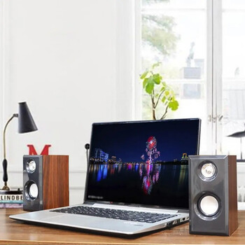 Ενσύρματα ξύλινα ηχεία USB Bass Stereo Subwoofer Sound Box 3,5mm Είσοδος AUX USB Ηχεία τροφοδοτικού υπολογιστή για επιτραπέζιο υπολογιστή Smart Phone