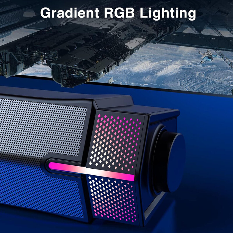 „Bluetooth“ kompiuterio garsiakalbiai, skirti kompiuterio darbalaukio monitoriui, žaidimų kompiuterio garso juosta su USB maitinimo laidu, puikus stereo garsas, su LED apšvietimu