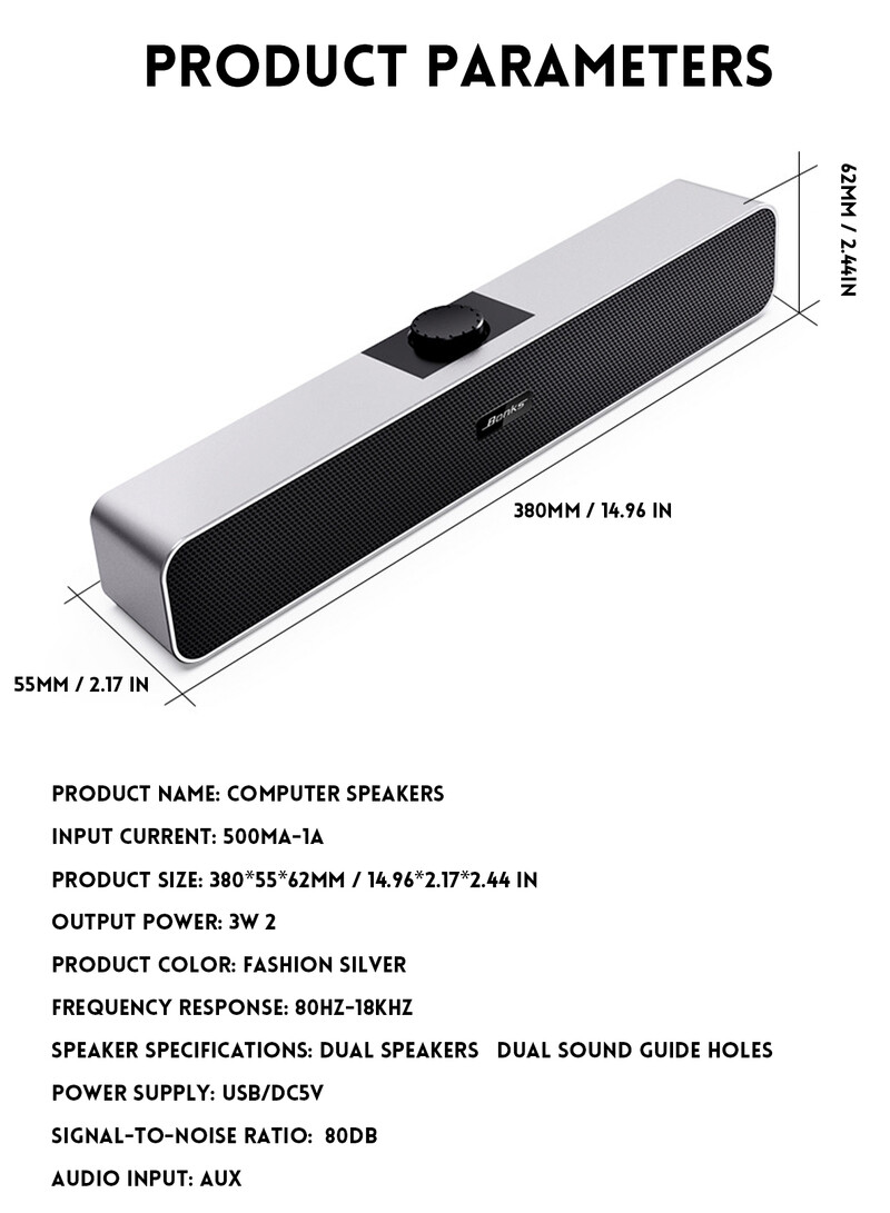 Kompiuterio garsiakalbiai su 3,5 mm Aux, maži kompiuterio garsiakalbiai, maitinami iš USB, laidinis USB stalinis garsiakalbis, USB garso juosta monitoriui