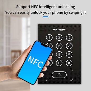 Ελεγκτής πρόσβασης Hikvision Mobile NFC Πληκτρολόγιο ανοίγματος κλειδαριάς πόρτας 13,56 Mhz κάρτας IC με σάρωση κωδικού πρόσβασης Σύστημα ελέγχου πρόσβασης