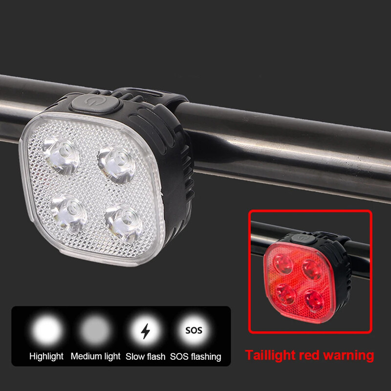 Prednja svjetla za bicikle, stražnja svjetla, oprema za noćnu vožnju, vodootporna, visoko osvijetljena, tip-C, svjetlo upozorenja za punjenje, dodaci za bicikle