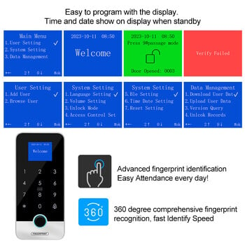 Bluetooth Tuya APP Έξυπνο πληκτρολόγιο ελέγχου πρόσβασης RFID δακτυλικών αποτυπωμάτων IP65 Αδιάβροχο 13,56 MHz Σύστημα κλειδαριάς ανοίγματος πόρτας