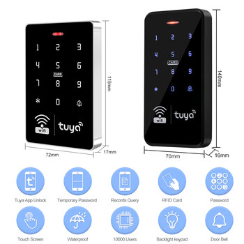 Πληκτρολόγιο WiFi Tuya Door Access Control IP68 Αδιάβροχο RFID Controller Keyboard Reader Touch Door Opener APP Remote Unlock WG26/34