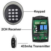 Bezvadu tastatūra Garāžas vārtu atvērēja Tastatūra Ritošais kods ar 2 kanālu uztvērēju 12V un 24V 2CH EV1527 Mācību kods 433mhz durvīm