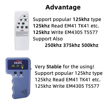 Χειρός 125KHz EM4100 RFID Copier Writer Duplicator Programmer Reader EM4305 T5577 Επανεγγράψιμο ID Keyfobs Tags Card