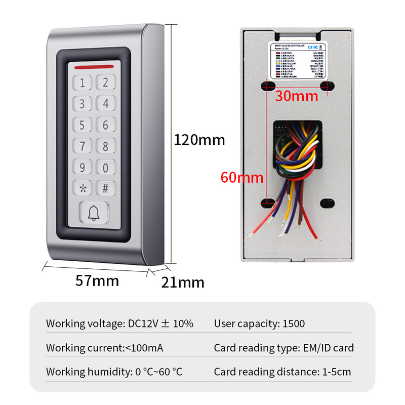 Automatic Gate Opener System Keyboard 125khz WG Output Input Reader Card Rfid Access Control Metal Keypad de contrôle d'accès
