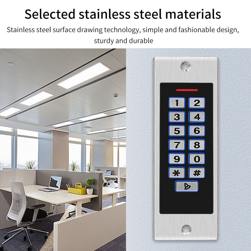 9-18V 125Khz RFID-lugeja võtmeta ukseavaja metallist juurdepääsukontrolli klaviatuur IP66 veekindel sisseehitatud sõrmejäljekaardilugeja