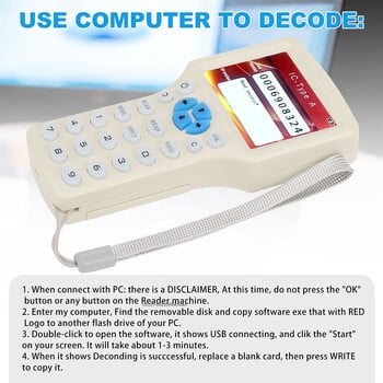 10 Συχνότητα NFC Smart Card Reader Writer Writer 125K 13,56MHz RFID Copier USB Fob Programmer Copy Encrypted Key Replicator