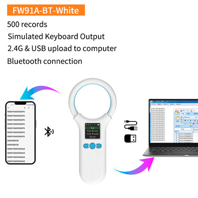 134.2KHz 125kHz RFID čitač za životinje Pet mačka Pas Skener mikročipa FDX-B stakleni čip USB/Bluetooth/2.4G Čitač oznaka za životinje