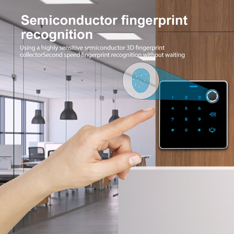 Uus saabunud peen disainiga tsingist taustvalgustusega sõrmejäljeklaviatuur eraldiseisev metallist 12 V elektrilise juurdepääsukontrollisüsteemi ukseava jaoks