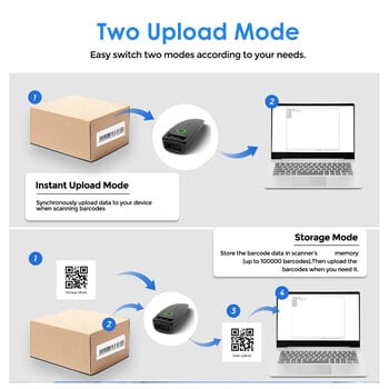 Μίνι σαρωτής γραμμωτού κώδικα USB Ενσύρματο/Bluetooth/ 2.4G Ασύρματο 1D σαρωτής 2D QR PDF417 EAN13 Data Matrix Αναγνώστης γραμμικού κώδικα