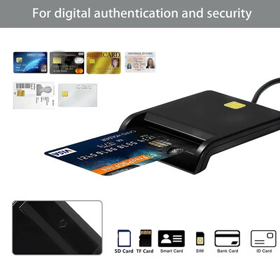 Нов USB 2.0 Smart ID Card Reader за SD ATM CAC TF Bank Card SIM Card Reader USB-CCID ISO Connector за Windows