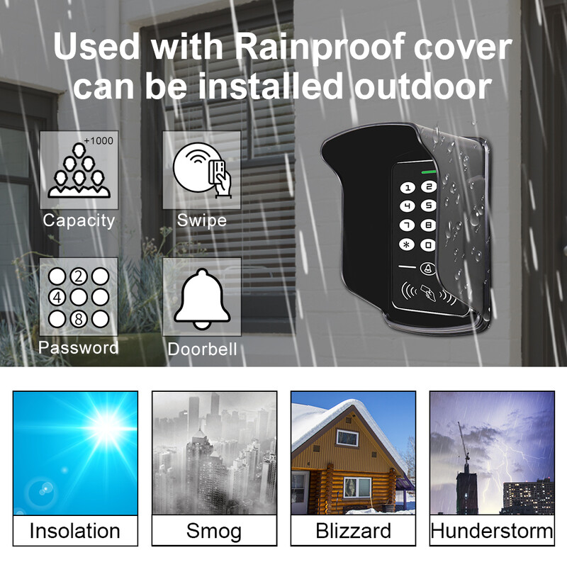 125KHz prieigos valdiklis RFID klaviatūra nuo lietaus dangtelis 10vnt EM raktai Skaitytojo durų įėjimo prieigos kontrolės sistema Elektrinis užrakto atidarytuvas