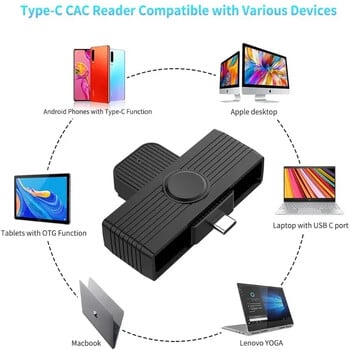 USB Type C Αναγνώστης έξυπνης κάρτας Αναγνωριστικό τράπεζας μνήμης EMV Electronic DNIE Dni Citizen Sim Cloner Προσαρμογέας σύνδεσης για καλώδια Mac OS