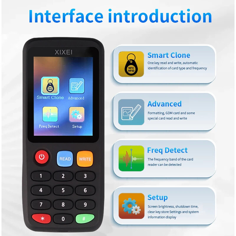 Jauns Rfid viedkaršu lasītājs X7 125 khz emblēmu kopētājs 13,56 MHz Nfc dekodētājs kopētājs Ic Id mikroshēmas tagu klons Ntag213 215 atslēgu rakstītājs