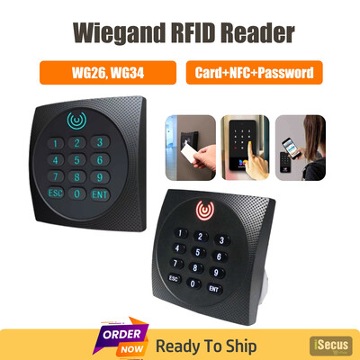 KR602M Wiegand 34/26 bites RFID olvasó 13.56Mhz Mi viteldíj olvasó a beléptetőhöz Támogatja a kártya NFC jelszavát billentyűzet LED-del