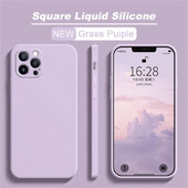 Kvadratna telefonska maska od tekućeg silikona za iPhone 11 12 13 14 15 16 Pro Mini XS Max X XR 15 Plus Zaštitna maska za objektiv Coque