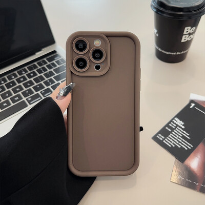 Smėlio spalvos ruda juoda stilingas telefono dėklas, skirtas iPhone 15 14 13 12 11 Pro Max Plus 7 8 SE X XR XS Max, plonas apsauginis smūgiams atsparus dangtelis
