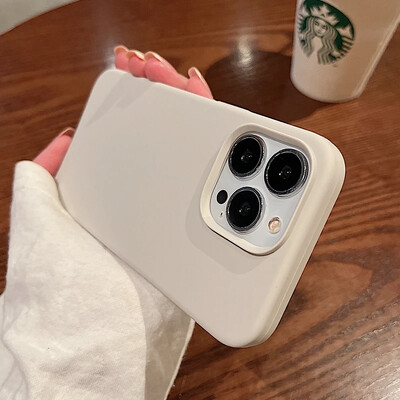 Čvrsta telefonska maska od originalnog tekućeg silikona za iPhone 16 15 14 13 12 11 Pro Max Plus Titanium siva mekana stražnja maska otporna na udarce