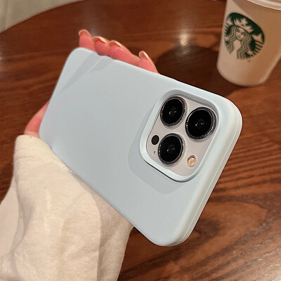 Čvrsta telefonska maska od originalnog tekućeg silikona za iPhone 16 15 14 13 12 11 Pro Max Plus Titanium siva mekana stražnja maska otporna na udarce