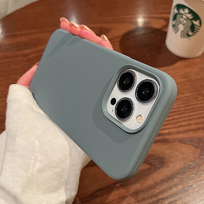 Čvrsta telefonska maska od originalnog tekućeg silikona za iPhone 16 15 14 13 12 11 Pro Max Plus Titanium siva mekana stražnja maska otporna na udarce