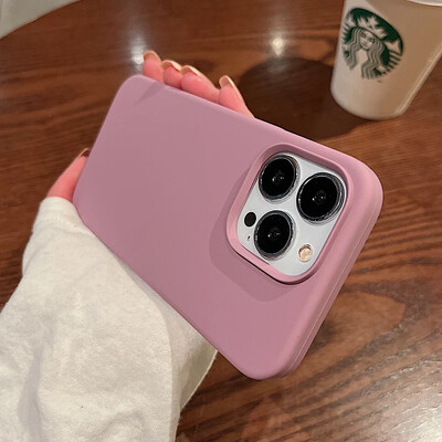 Čvrsta telefonska maska od originalnog tekućeg silikona za iPhone 16 15 14 13 12 11 Pro Max Plus Titanium siva mekana stražnja maska otporna na udarce